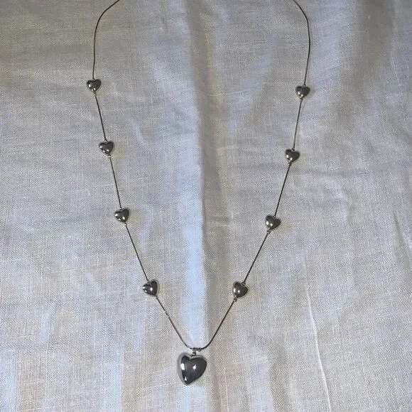 Vintage Gold Tone Bubble Heart Chain Necklace